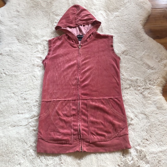 Wet Seal | Y2K Pink Velour Zip Up Hooded Vest | L - Picture 5 of 12